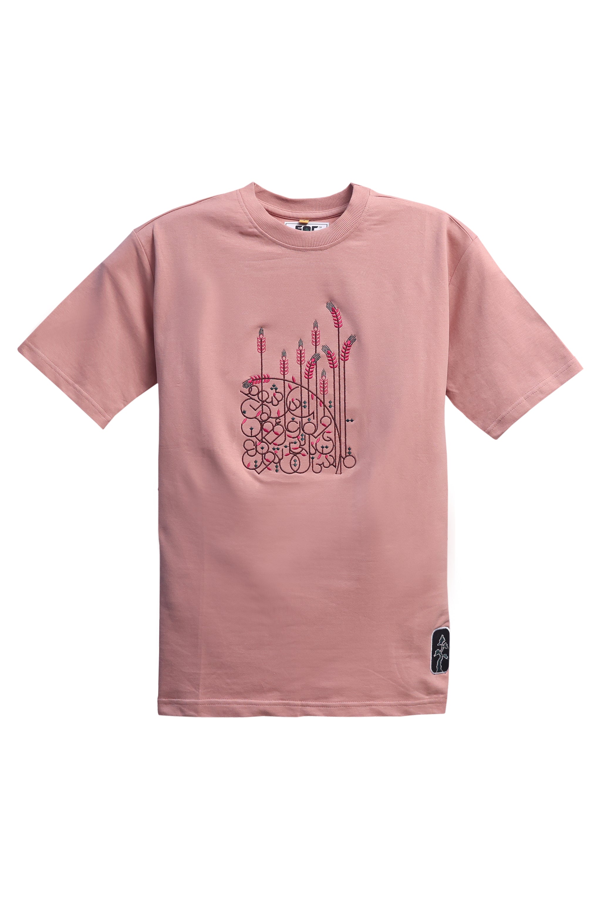 Embroidered Oversized T-shirt Pink Wild Stitch