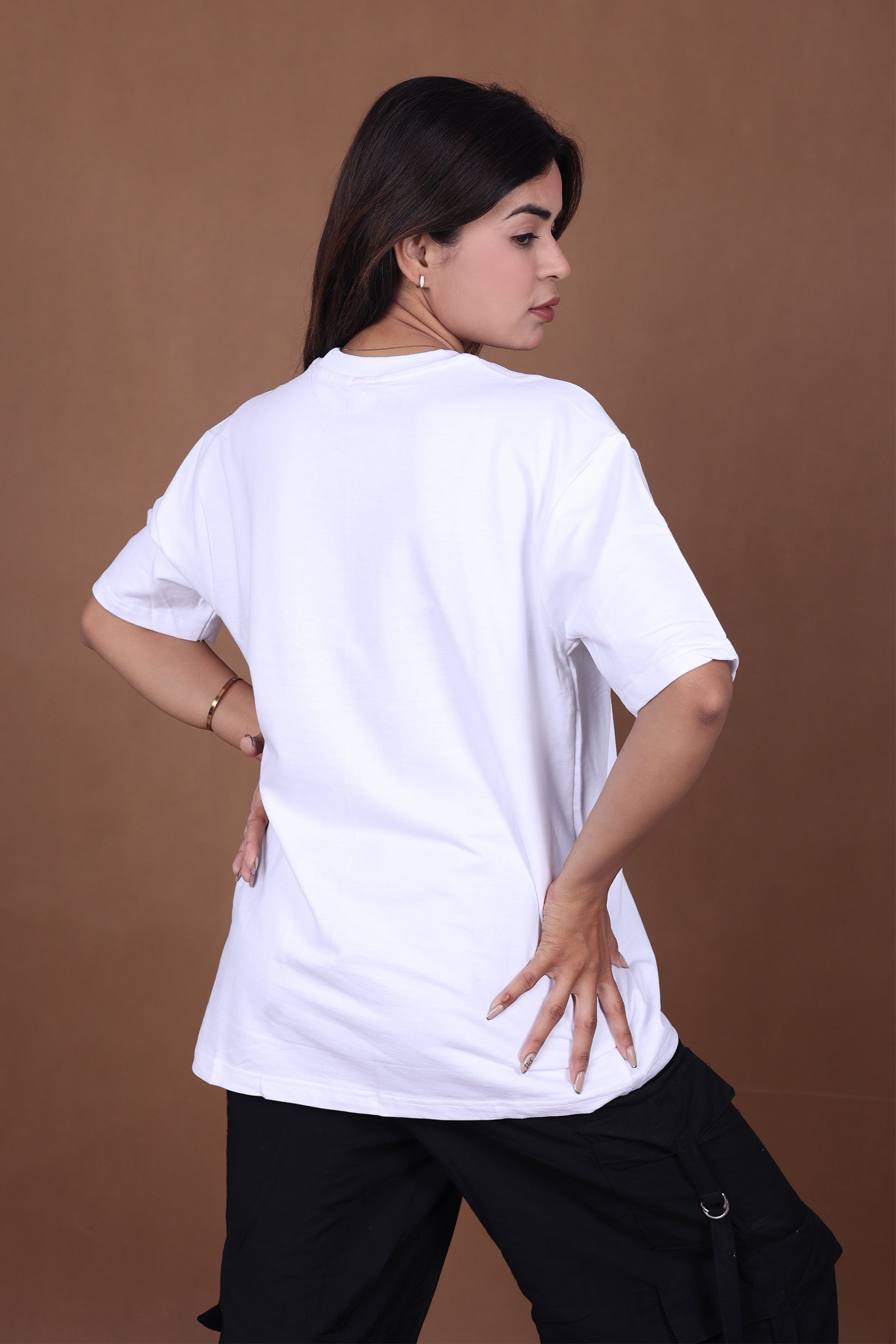 Embroidered Oversized T-Shirt | Nature Bird Embroidery Design Soft Cotton Premium | White T-Shirt