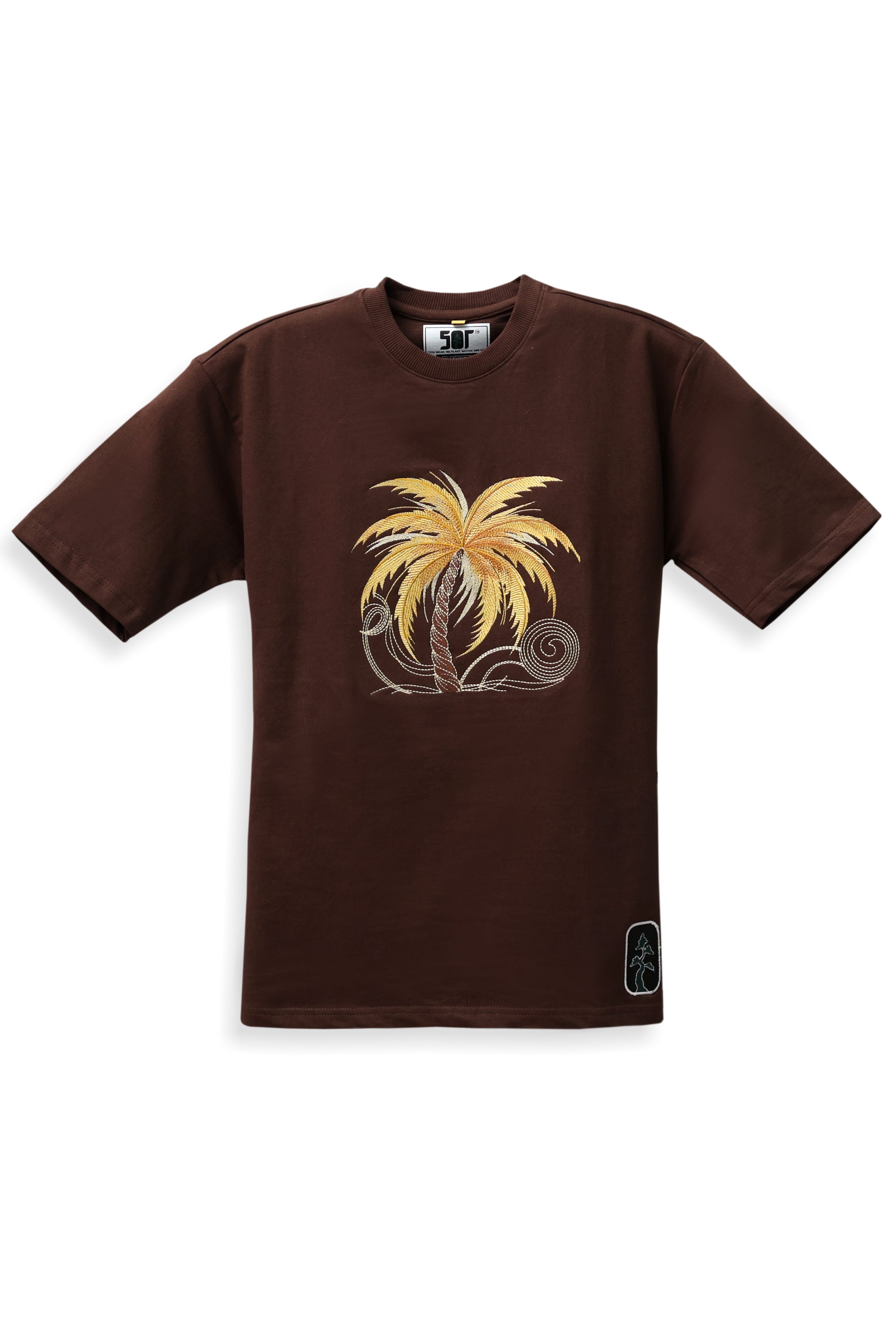 Embroidery Oversized T-Shirt SOUL PALM (Brown)
