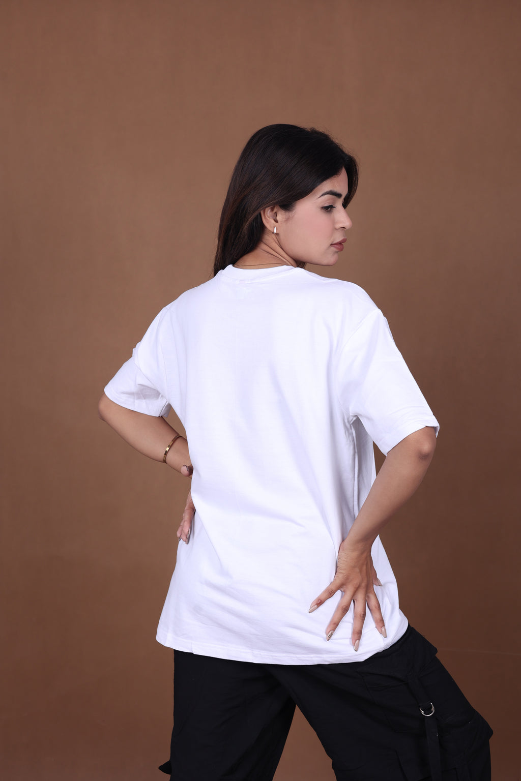 Printed Oversized T-shirt | Cute Panda Scooter Graphic | White T-Shirt