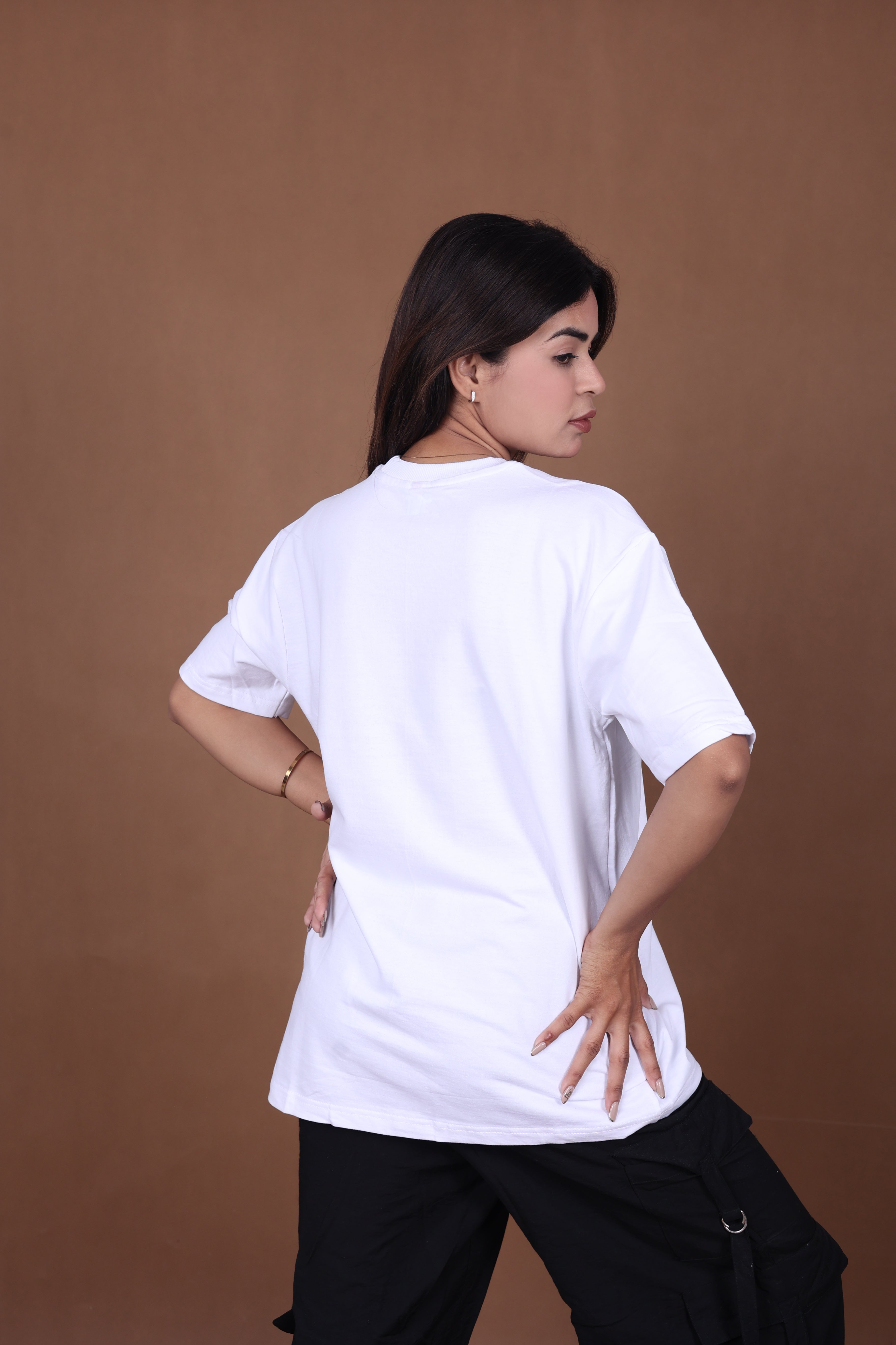 Printed Oversized T-shirt | Cute Panda Scooter Graphic | White T-Shirt