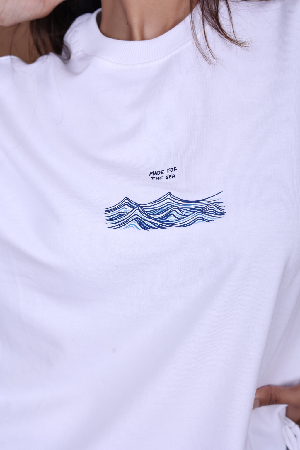 Printed Oversized T-shirt | Premium Abstract Ocean Vibes | White T-Shirt