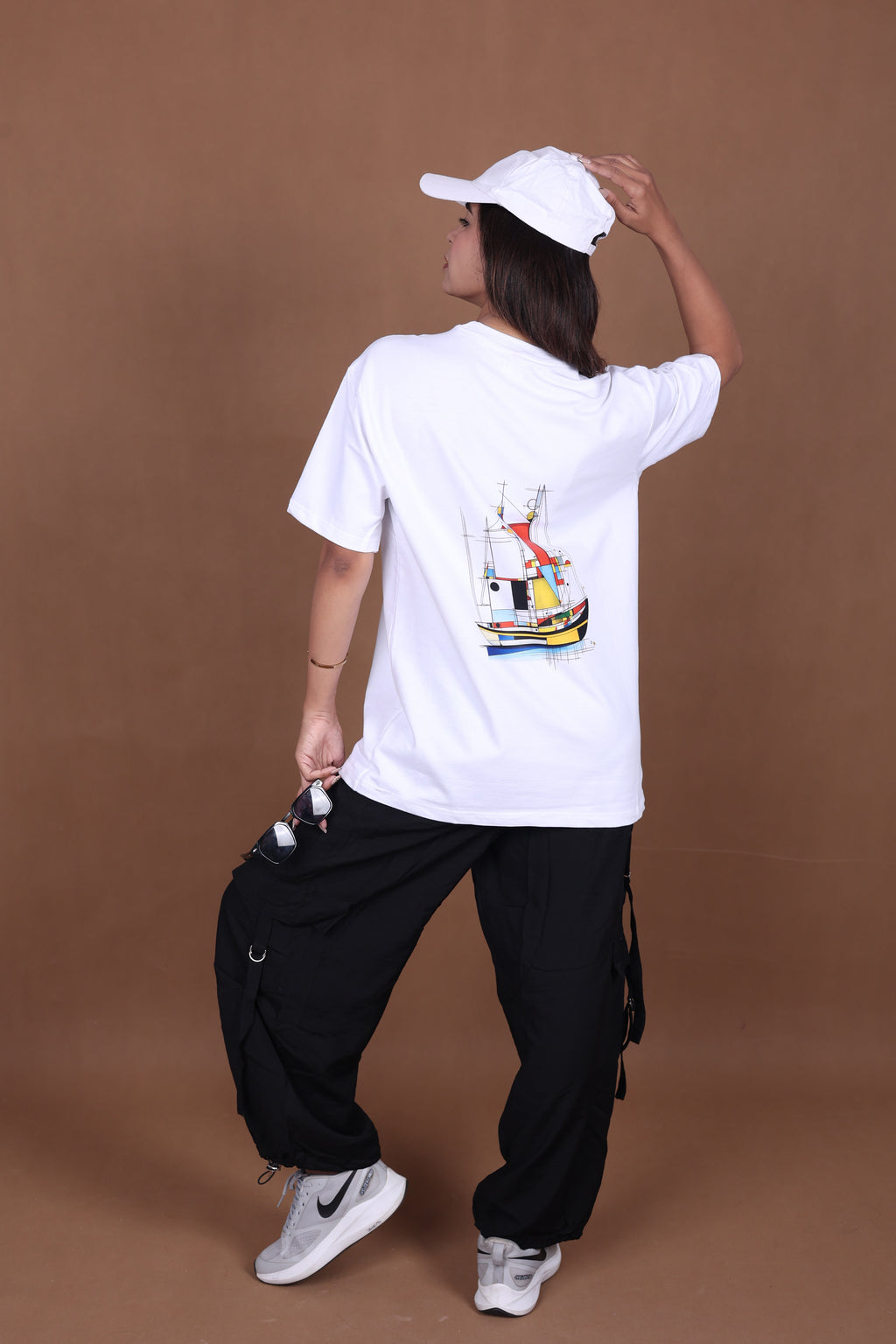 Printed Oversized T-shirt | Premium Abstract Ocean Vibes | White T-Shirt