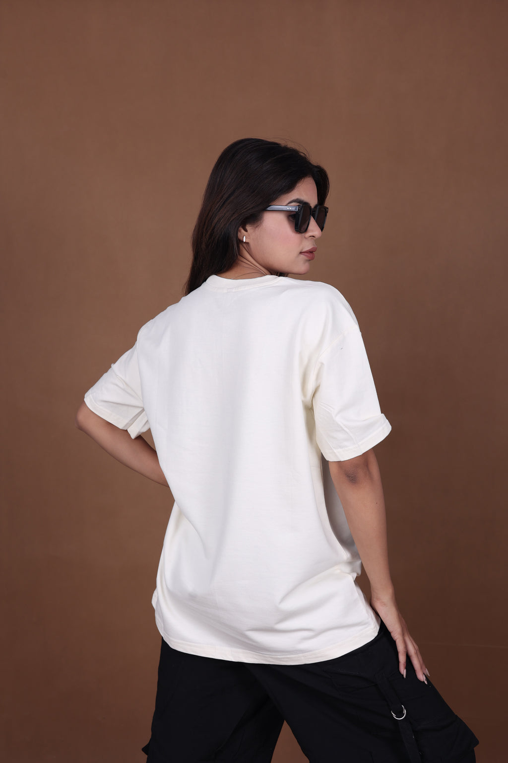 Printed Oversized T-shirt | Aesthetic Funny Characters Print | Off-White T-Shirt