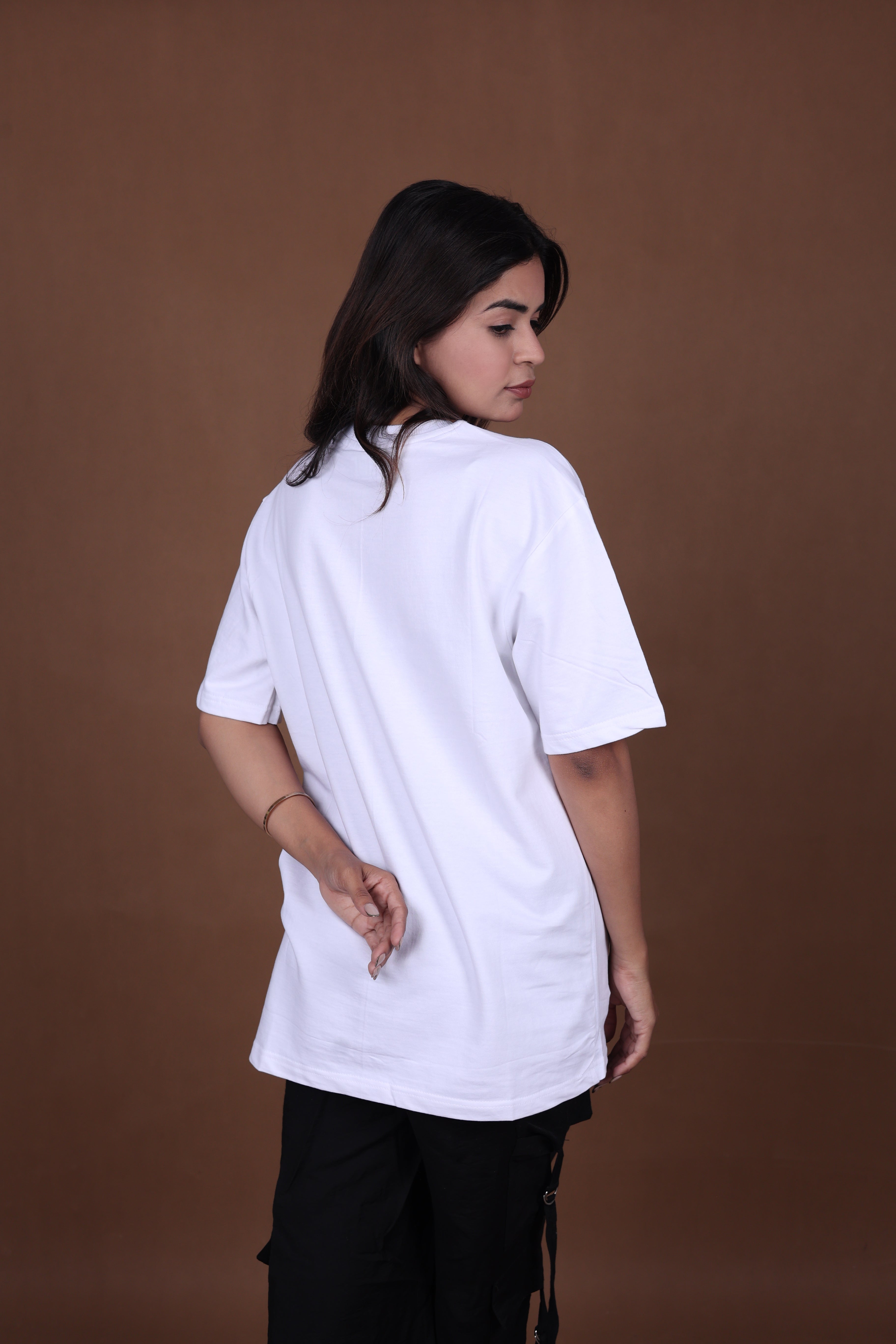 Embroidered Oversized T-shirt | Waves Design Premium | White T-Shirt