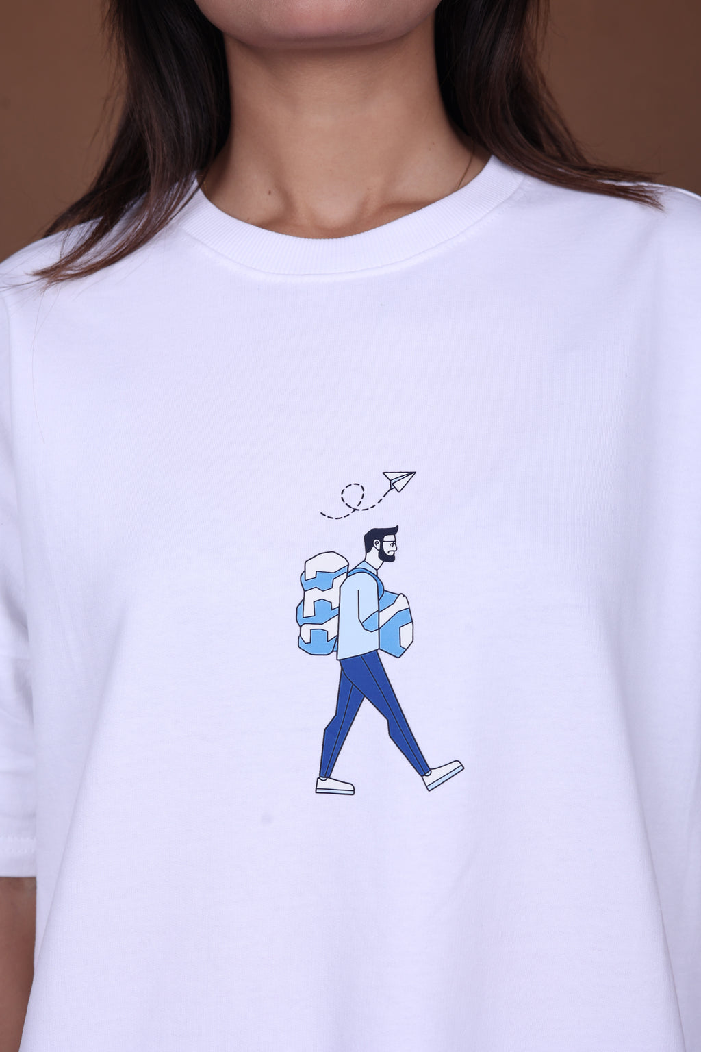 Printed Oversized T-shirt | Traveler Graphic | White T-Shirt
