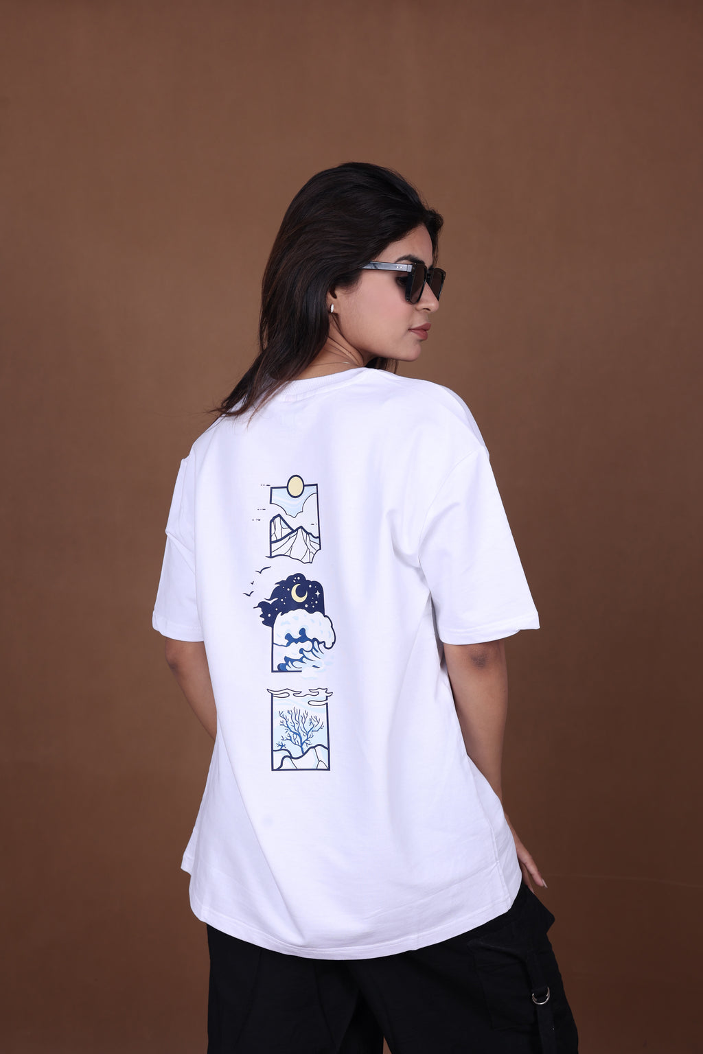 Printed Oversized T-shirt | Traveler Graphic | White T-Shirt