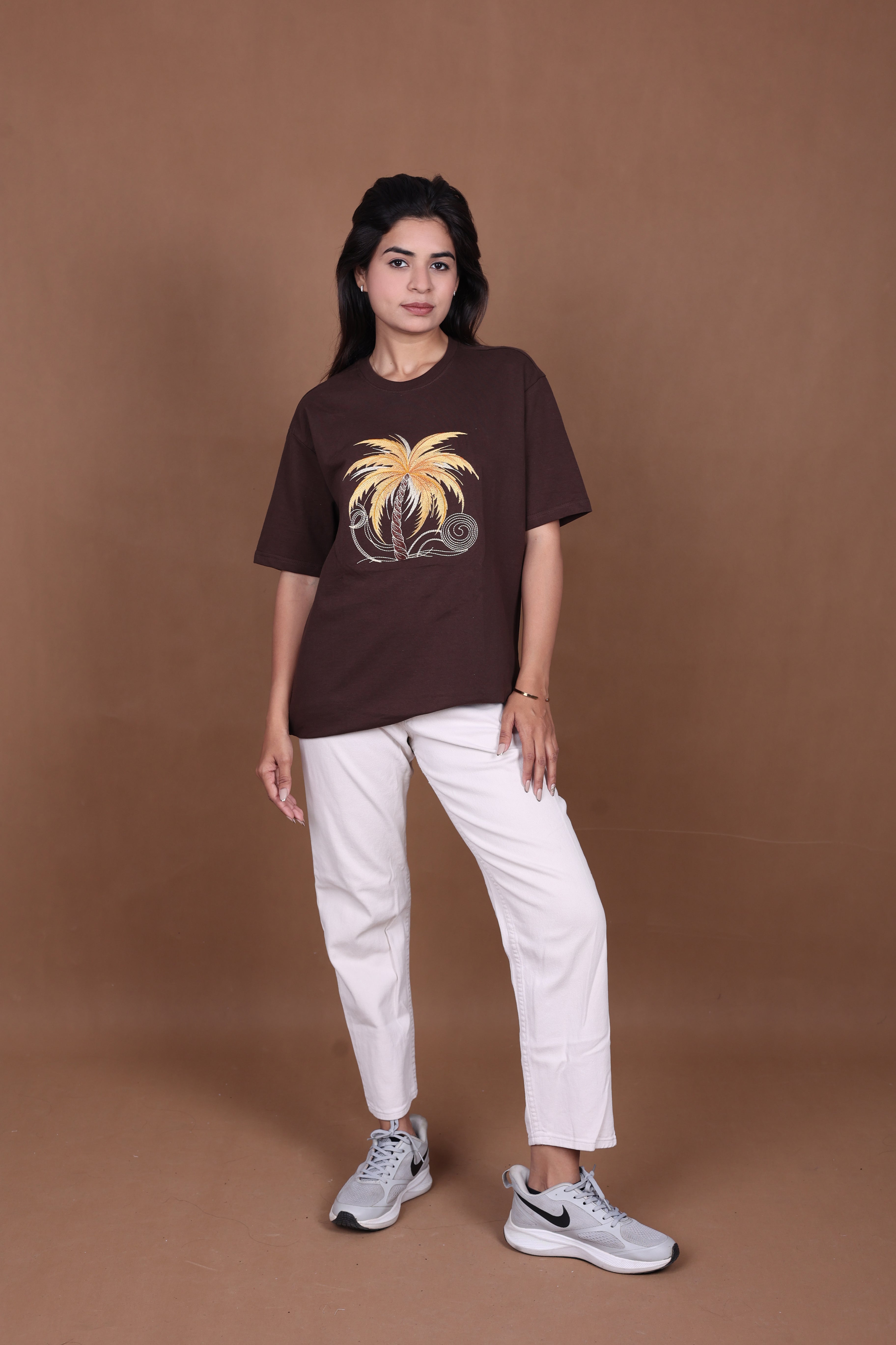 Embroiderd Oversized T-Shirt | SOUL PALM  Premium | Brown T-Shirt