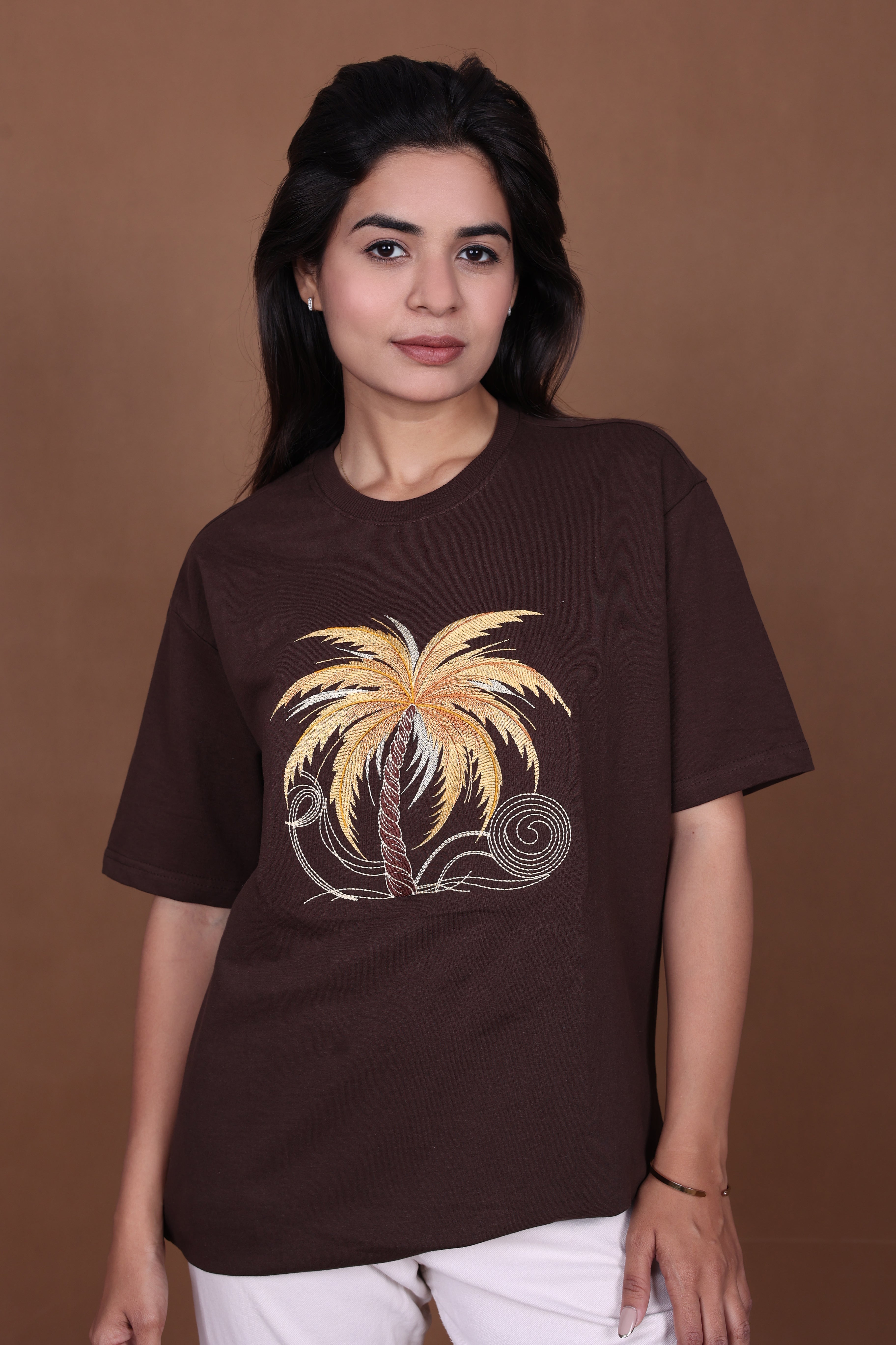 Embroiderd Oversized T-Shirt | SOUL PALM  Premium | Brown T-Shirt