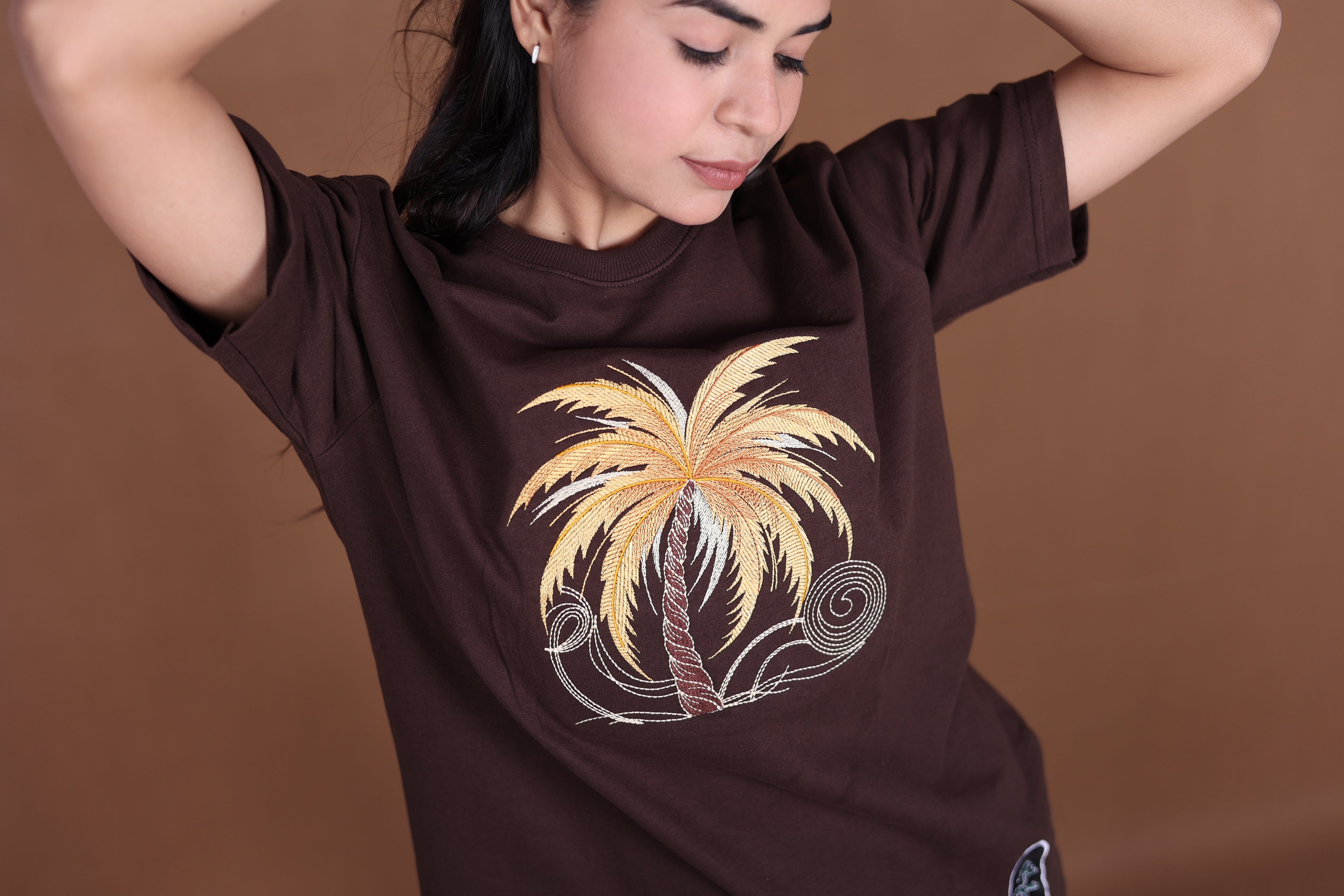 Embroiderd Oversized T-Shirt | SOUL PALM  Premium | Brown T-Shirt