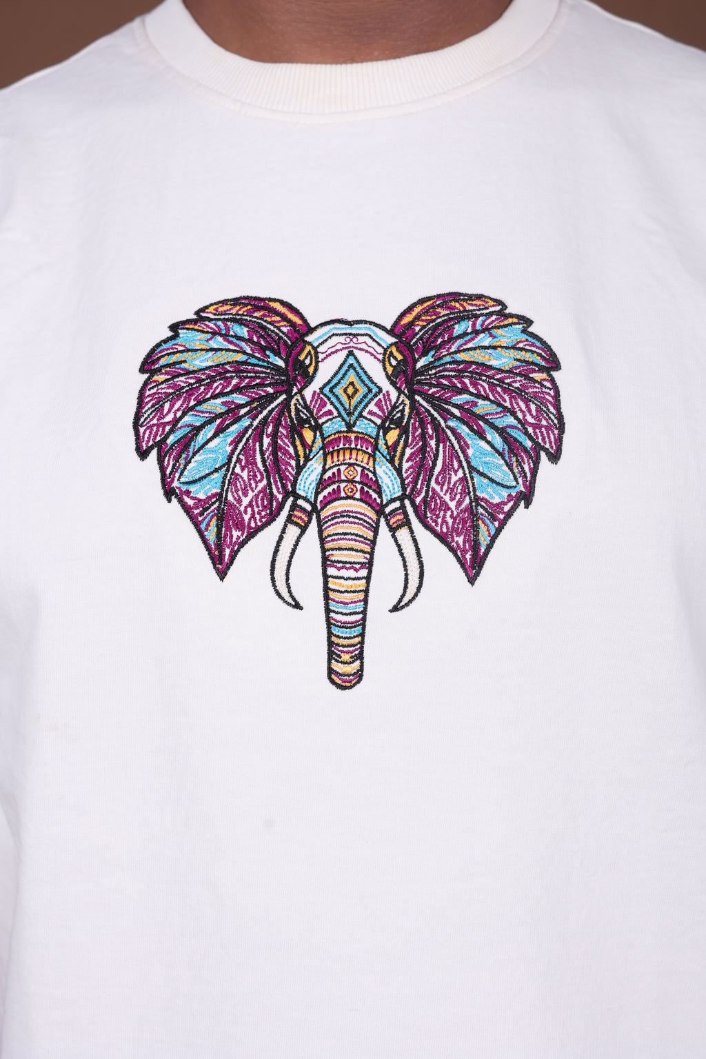 Embroiderd Oversized T-shirt | MYSTIC JUMBO Premium | Off-White T-Shirt