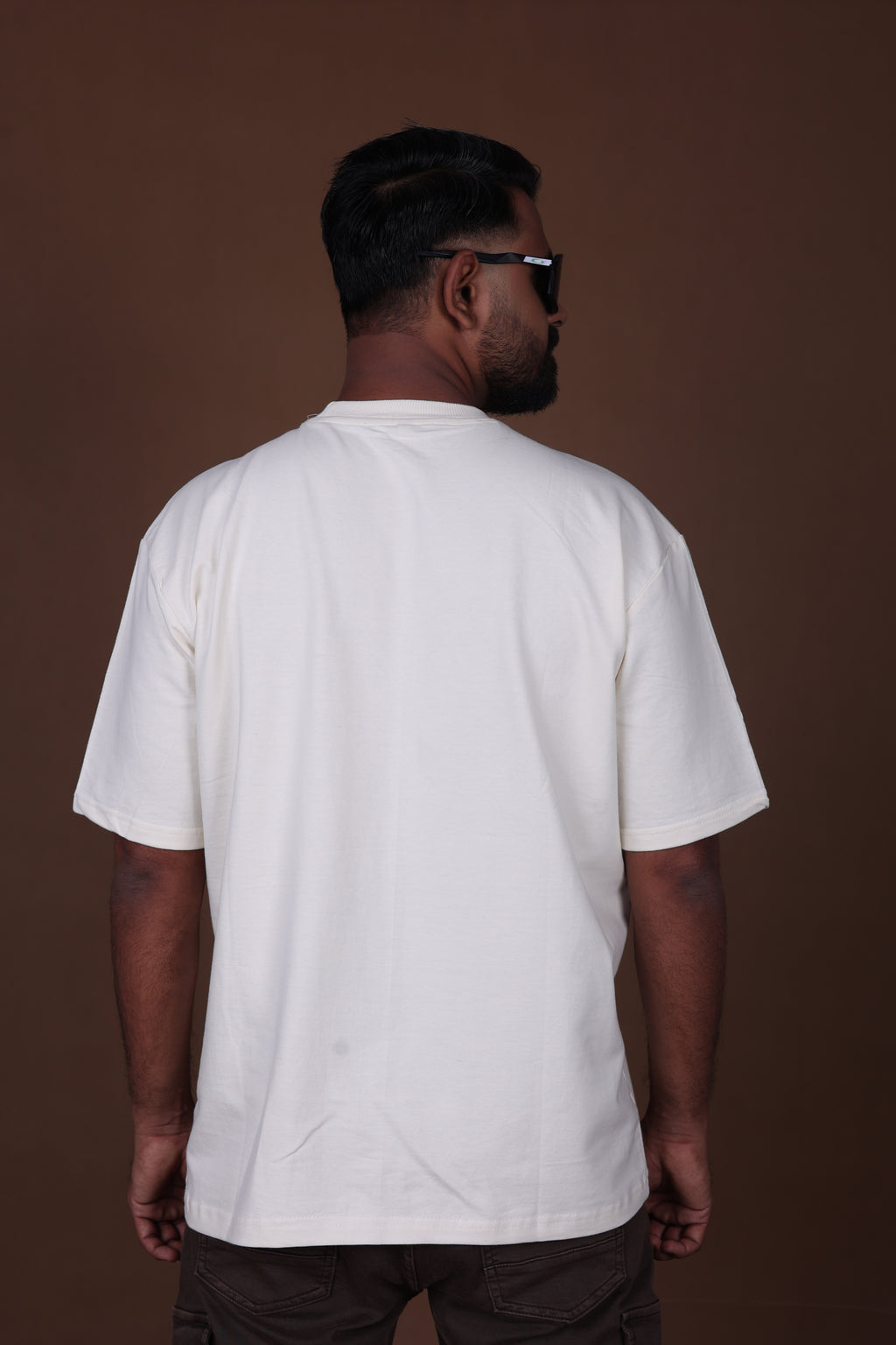 Embroidered Oversized T-shirt | LeafEdge Tee Premium | Off-White T-Shirt