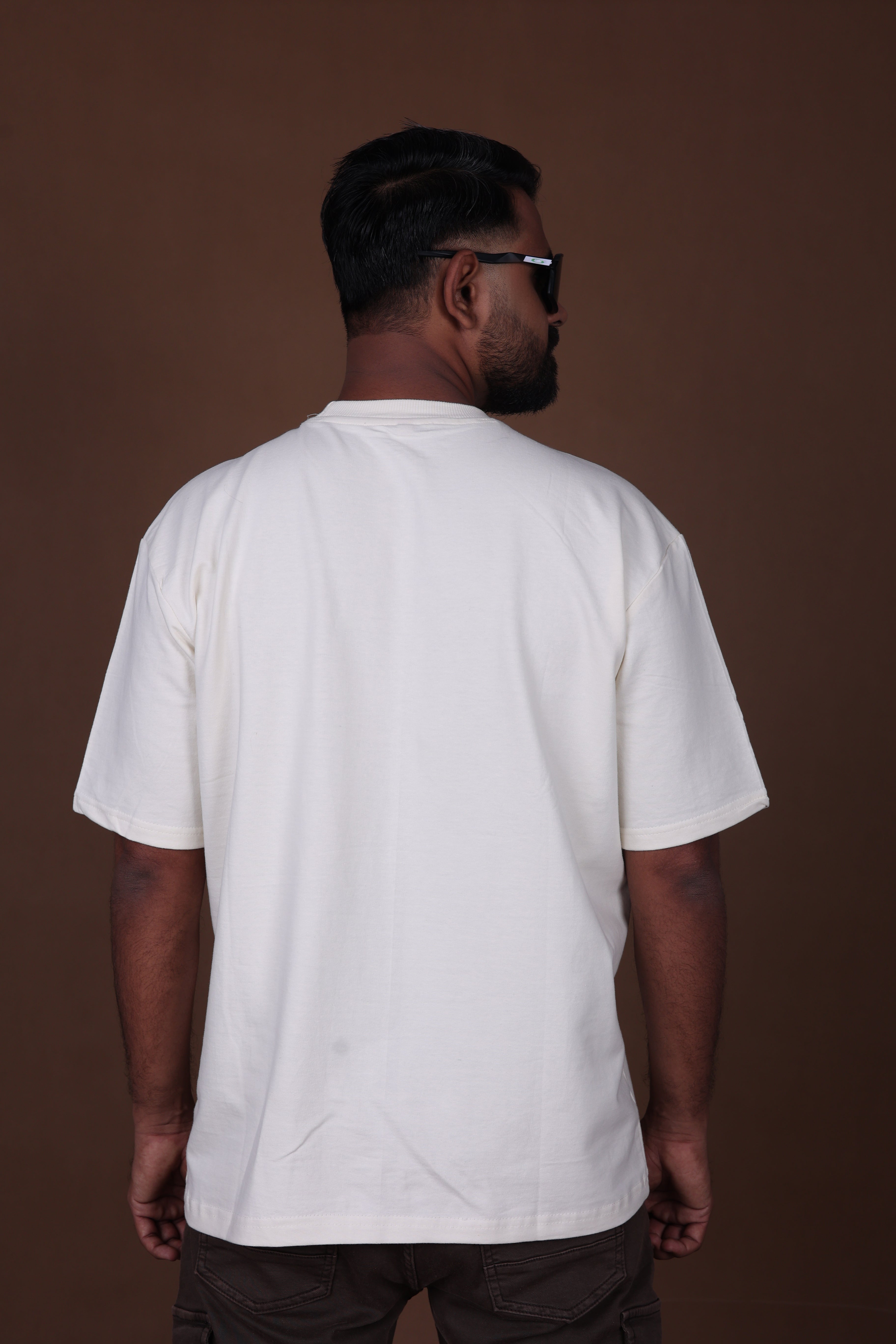 Embroidered Oversized T-shirt | LeafEdge Tee Premium | Off-White T-Shirt
