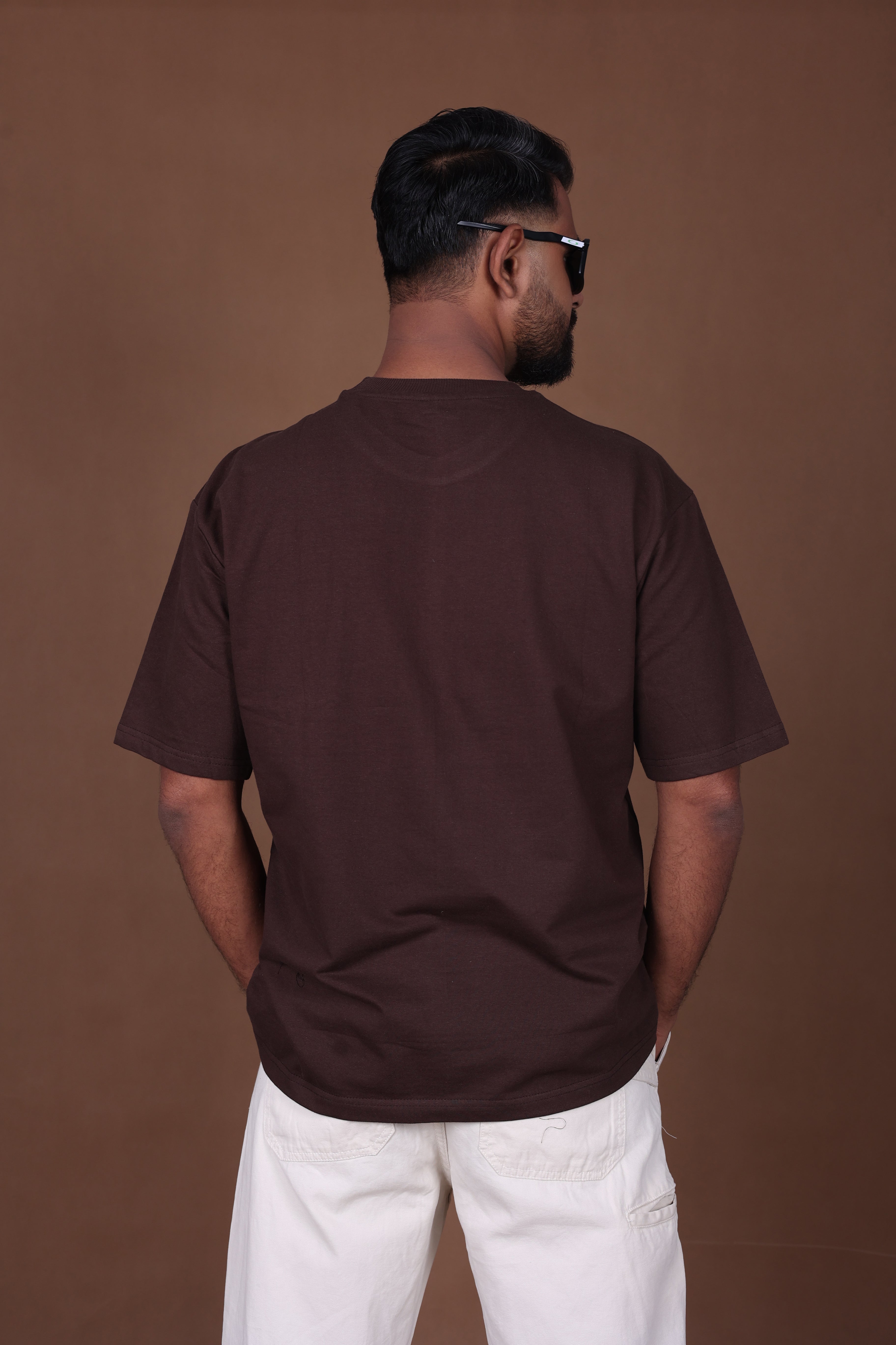 Printed Oversized T-shirt | Cute Flamingo Nature Design | Brown T-Shirt