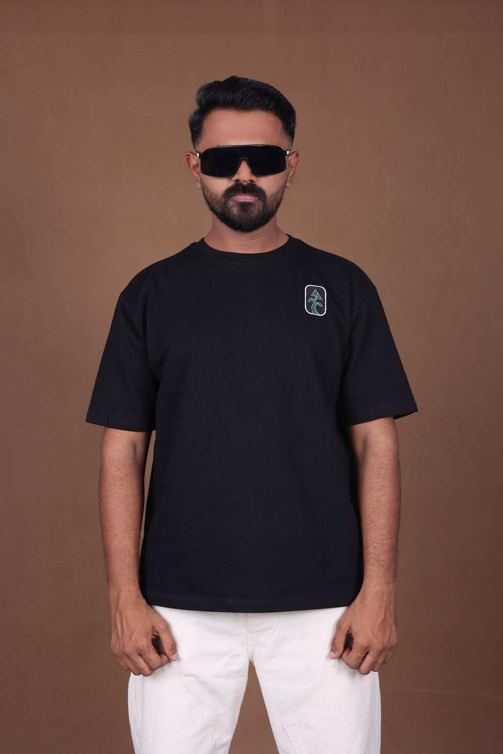 Printed Oversized T-shirt | Mandala Art Back Print Premium | Black T-Shirt