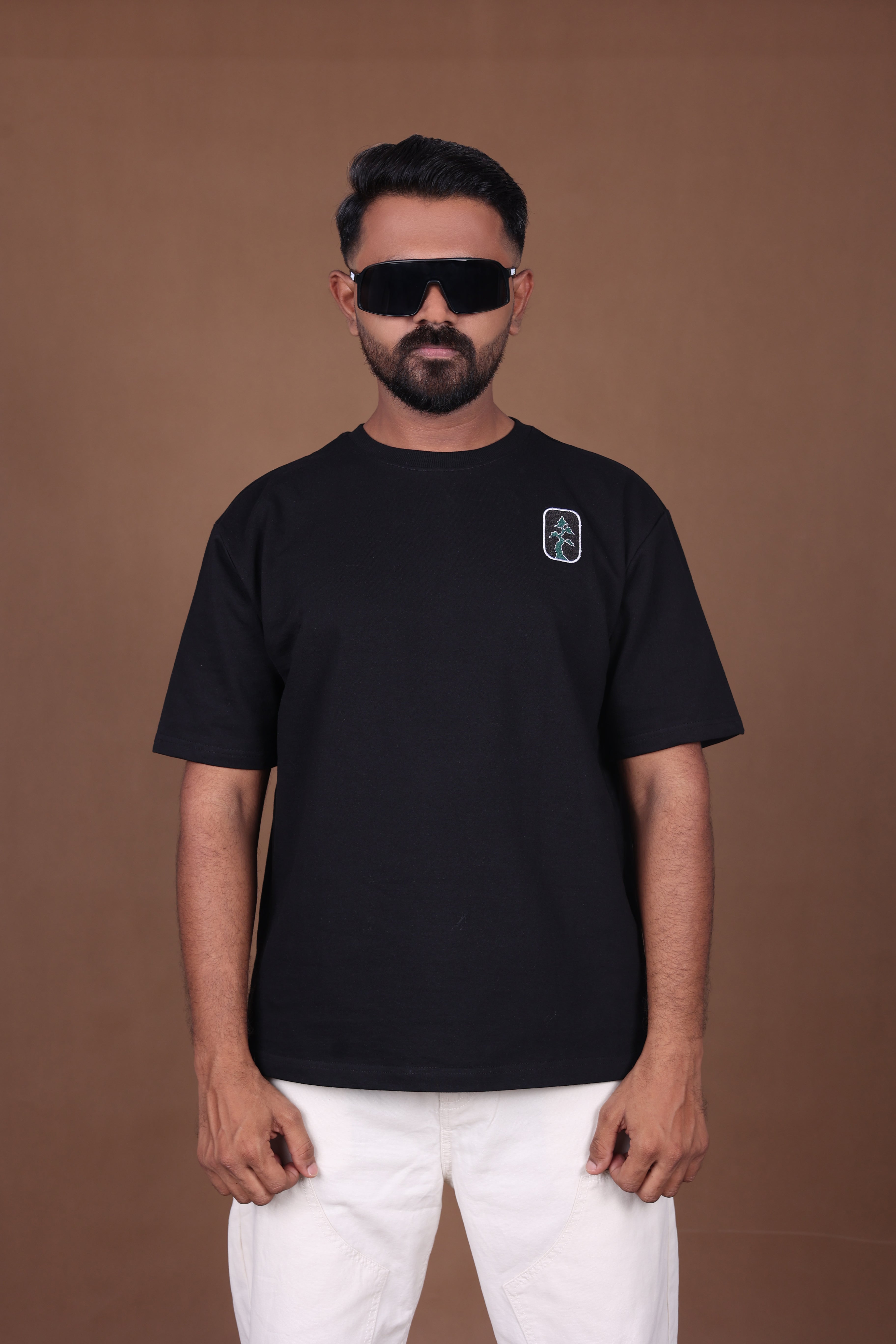 Printed Oversized T-shirt | Mandala Art Back Print Premium | Black T-Shirt