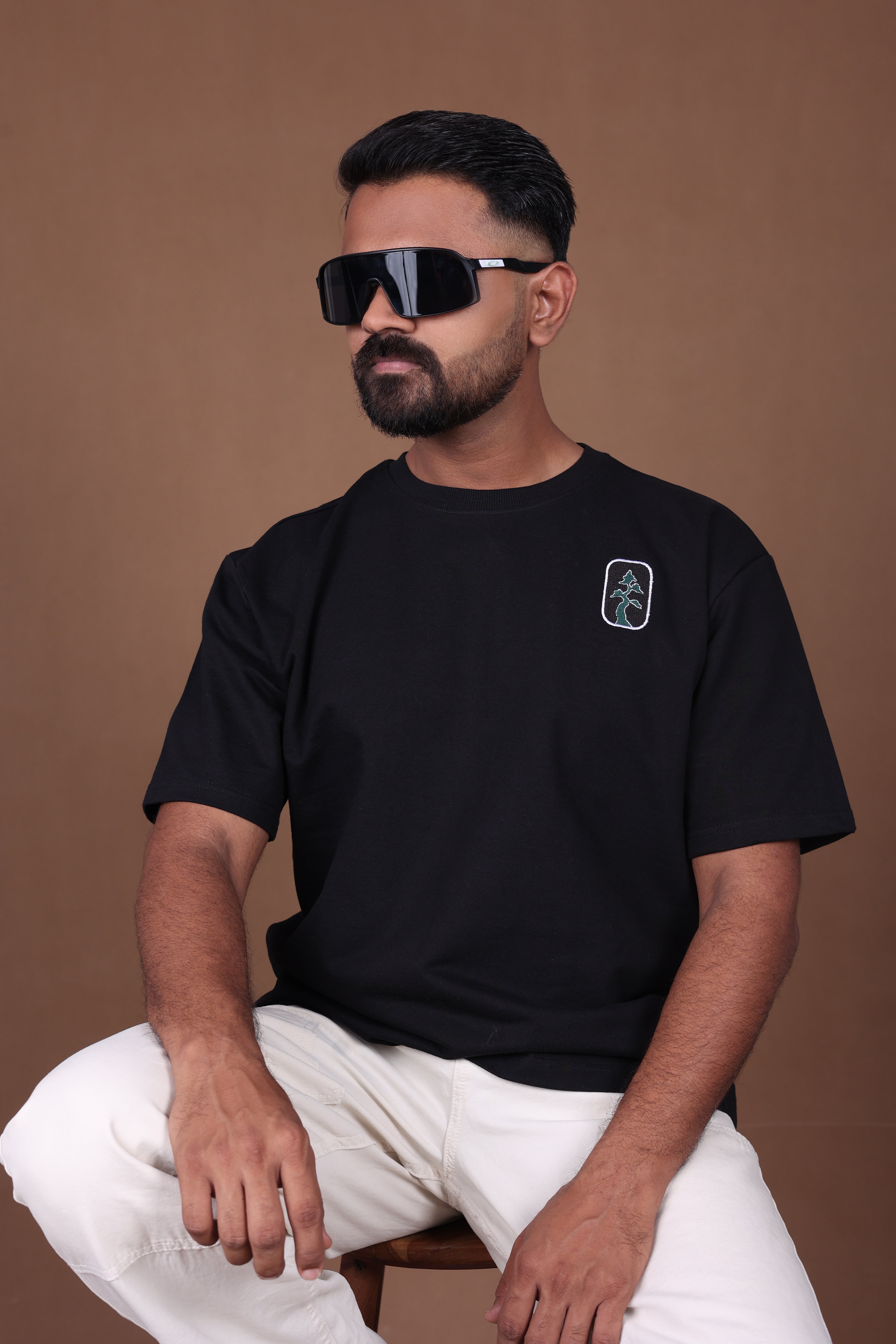 Printed Oversized T-shirt | Mandala Art Back Print Premium | Black T-Shirt