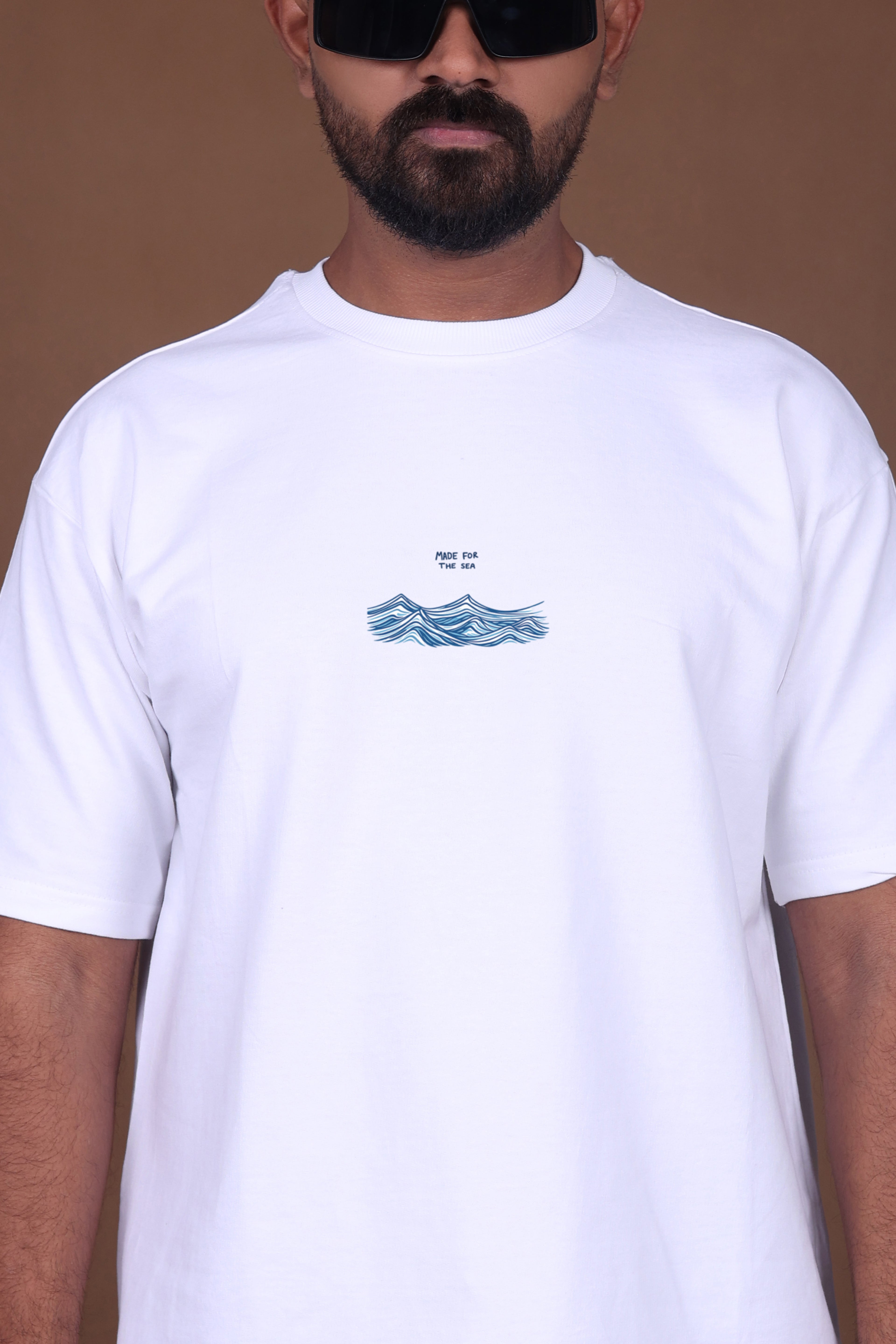 Printed Oversized T-shirt | Premium Abstract Ocean Vibes | White T-Shirt