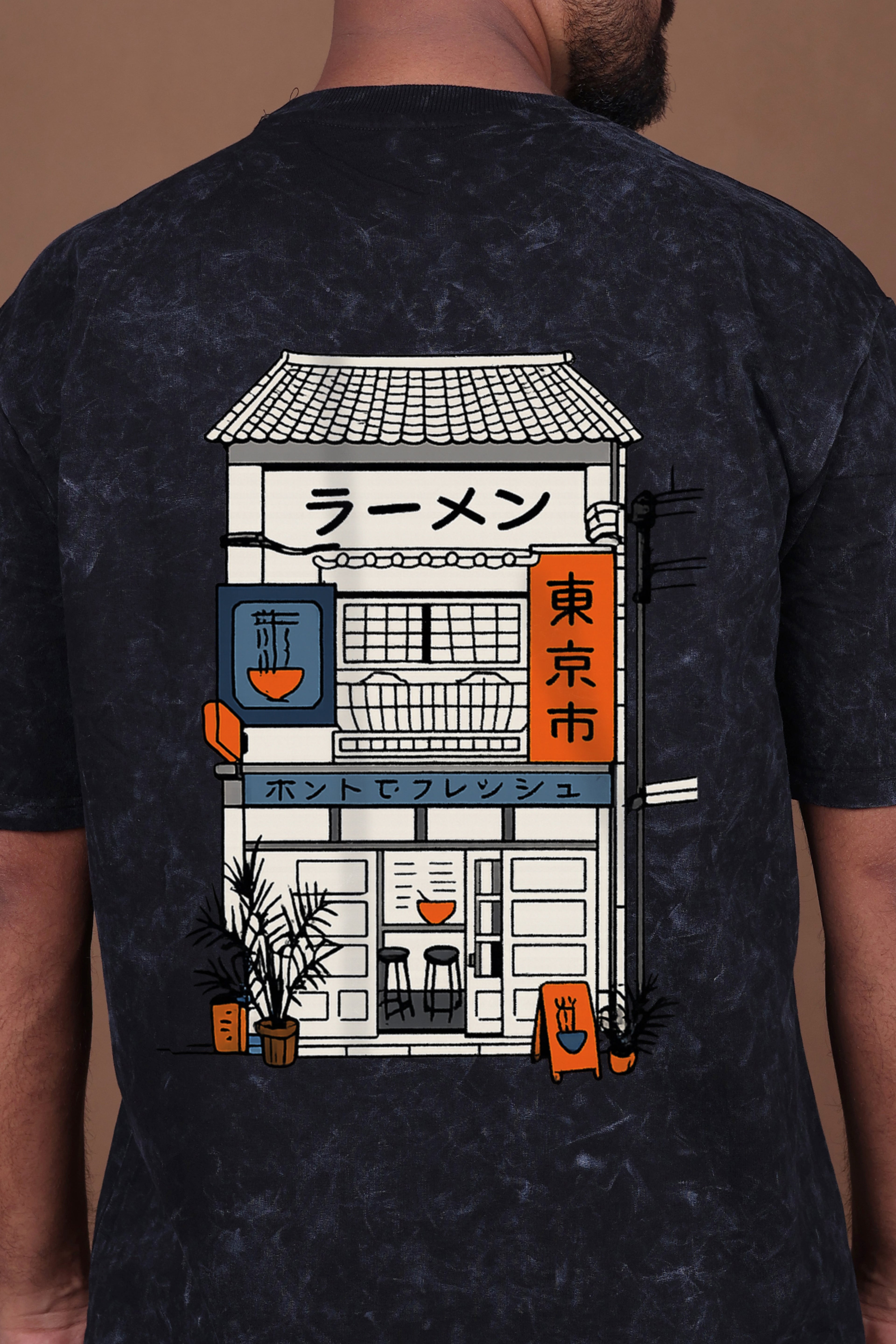 Printed Oversized T-shirt | Premium Japanese Street Art | Acid Wash Black T-Shirt