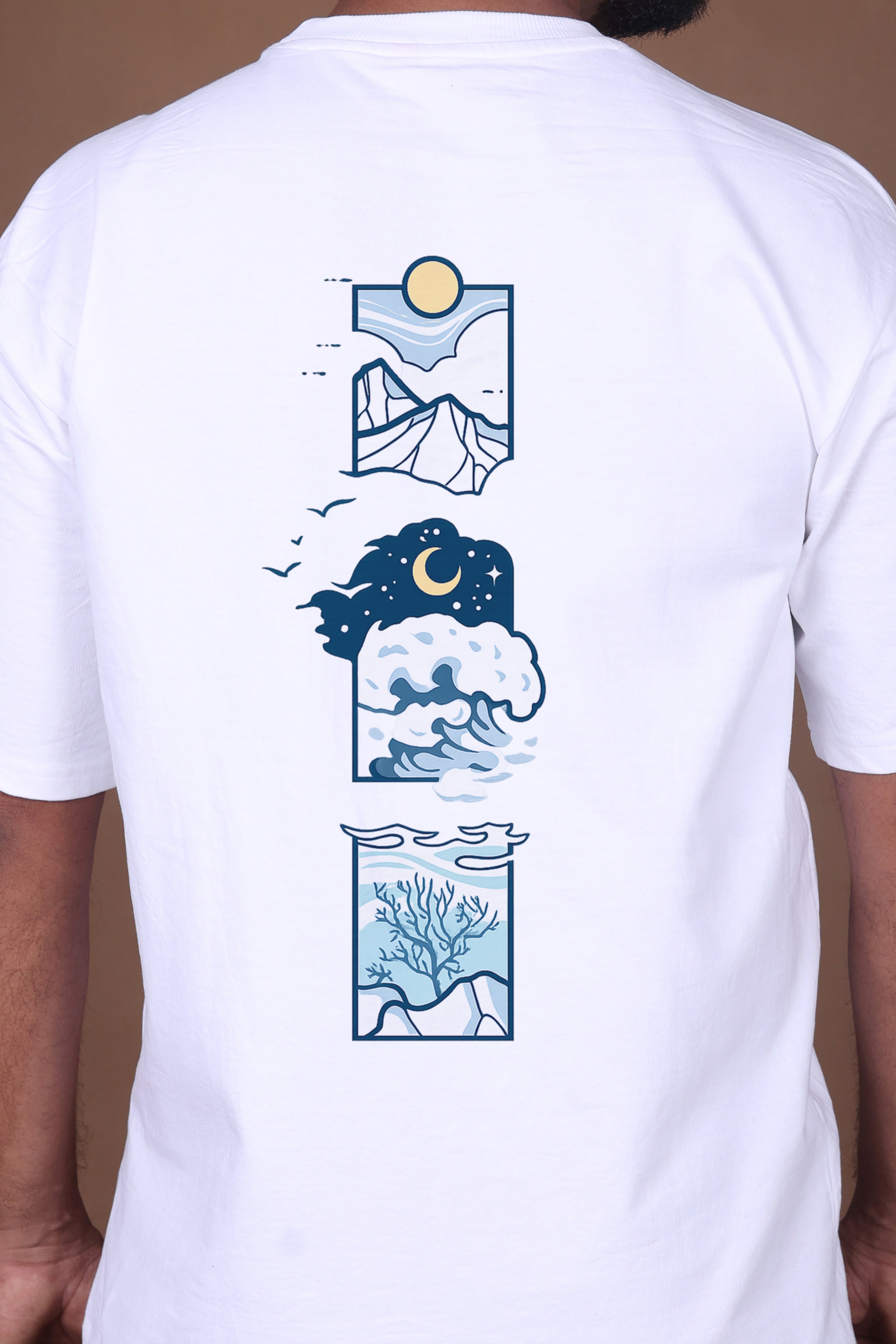 Printed Oversized T-shirt | Traveler Graphic | White T-Shirt