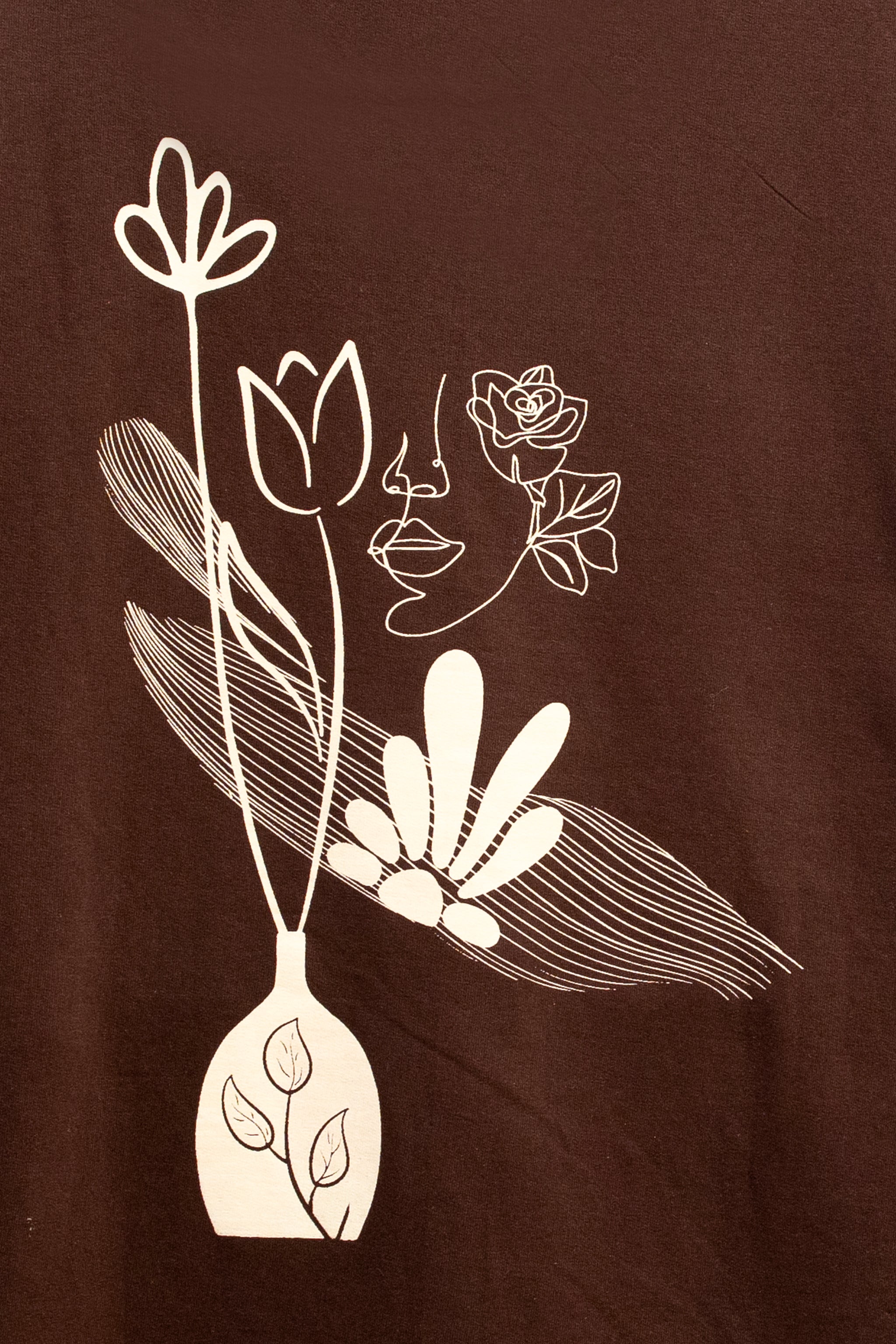Printed Oversized T-shirt EARTHY LINE ART