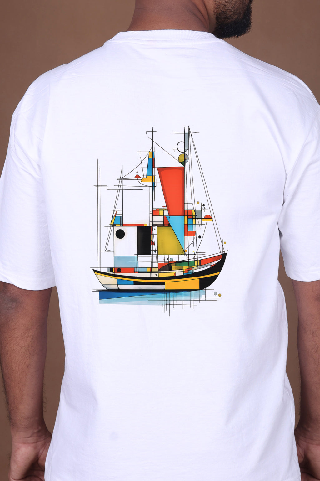 Printed Oversized T-shirt | Premium Abstract Ocean Vibes | White T-Shirt