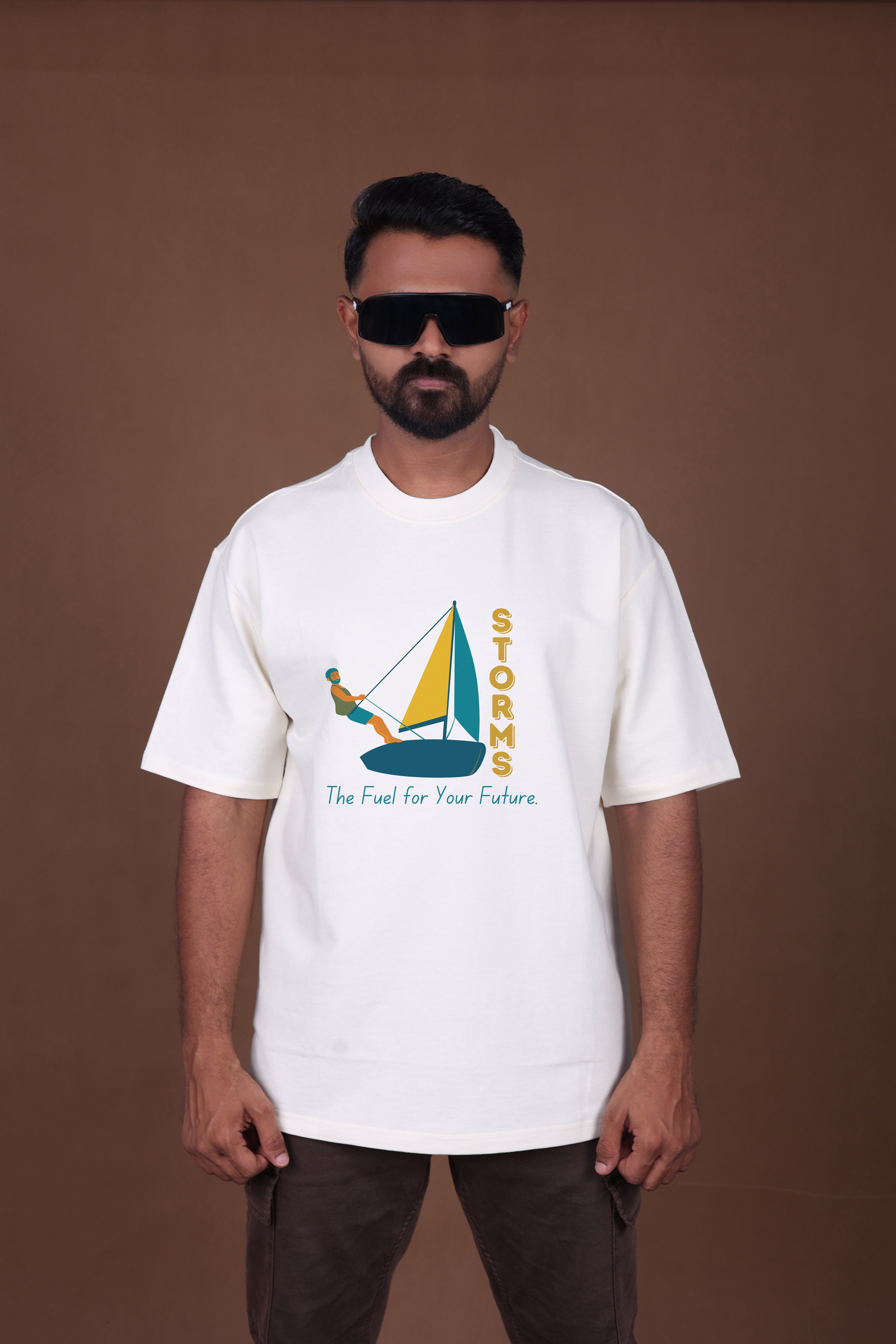 Printed Oversized T-shirt | Trendy Travel & Adventure Graphic Printed | Off-White T-Shirt