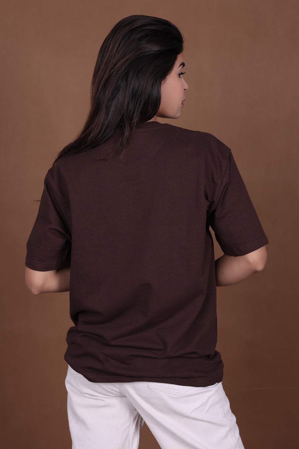 Printed Oversized T-shirt | Cute Flamingo Nature Design | Brown T-Shirt