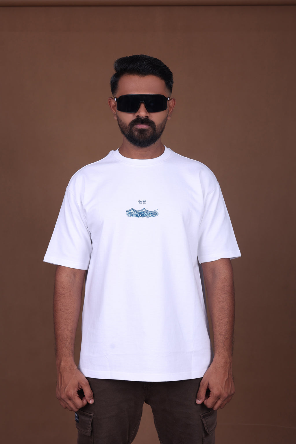 Printed Oversized T-shirt | Premium Abstract Ocean Vibes | White T-Shirt