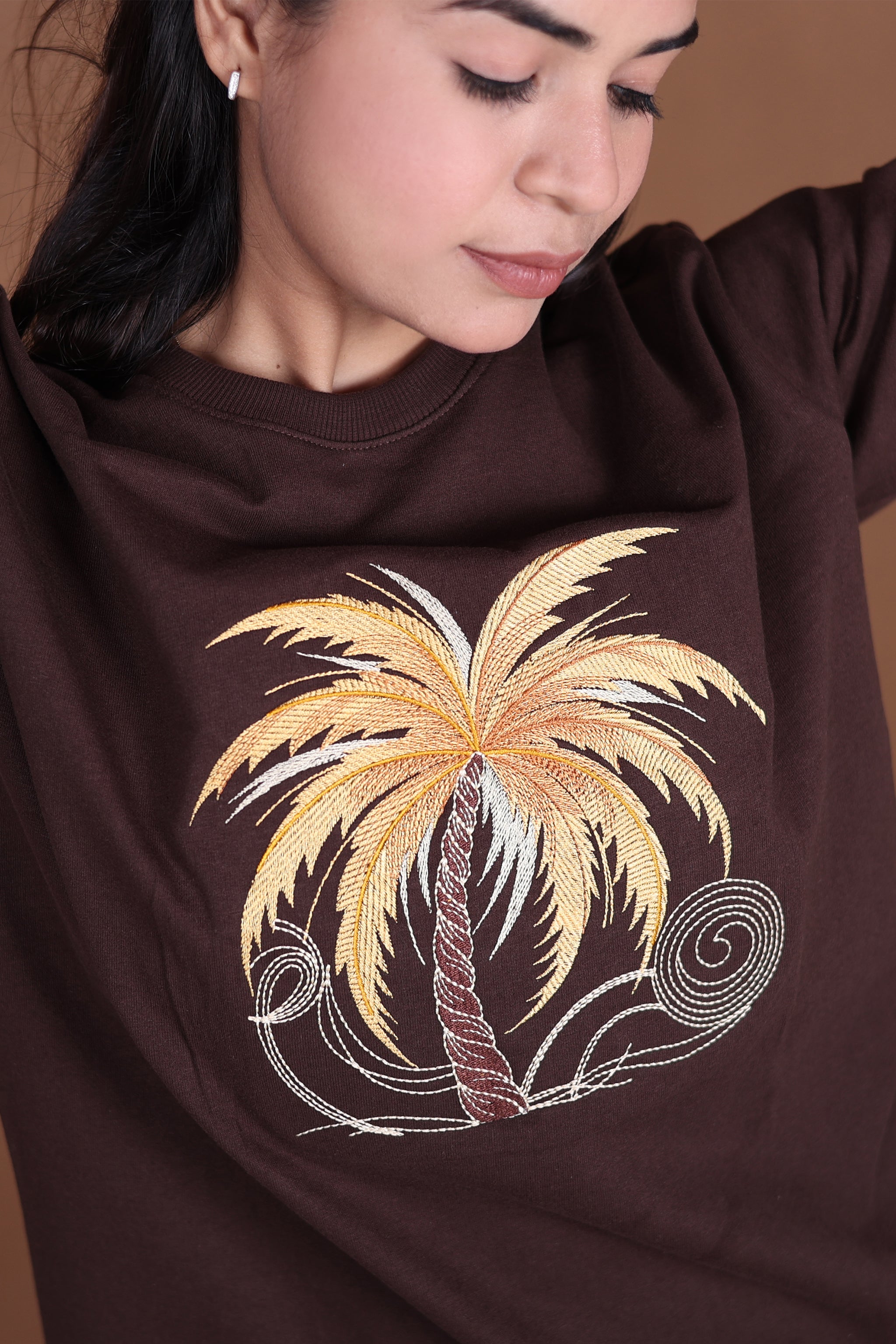 Embroiderd Oversized T-Shirt | SOUL PALM  Premium | Brown T-Shirt