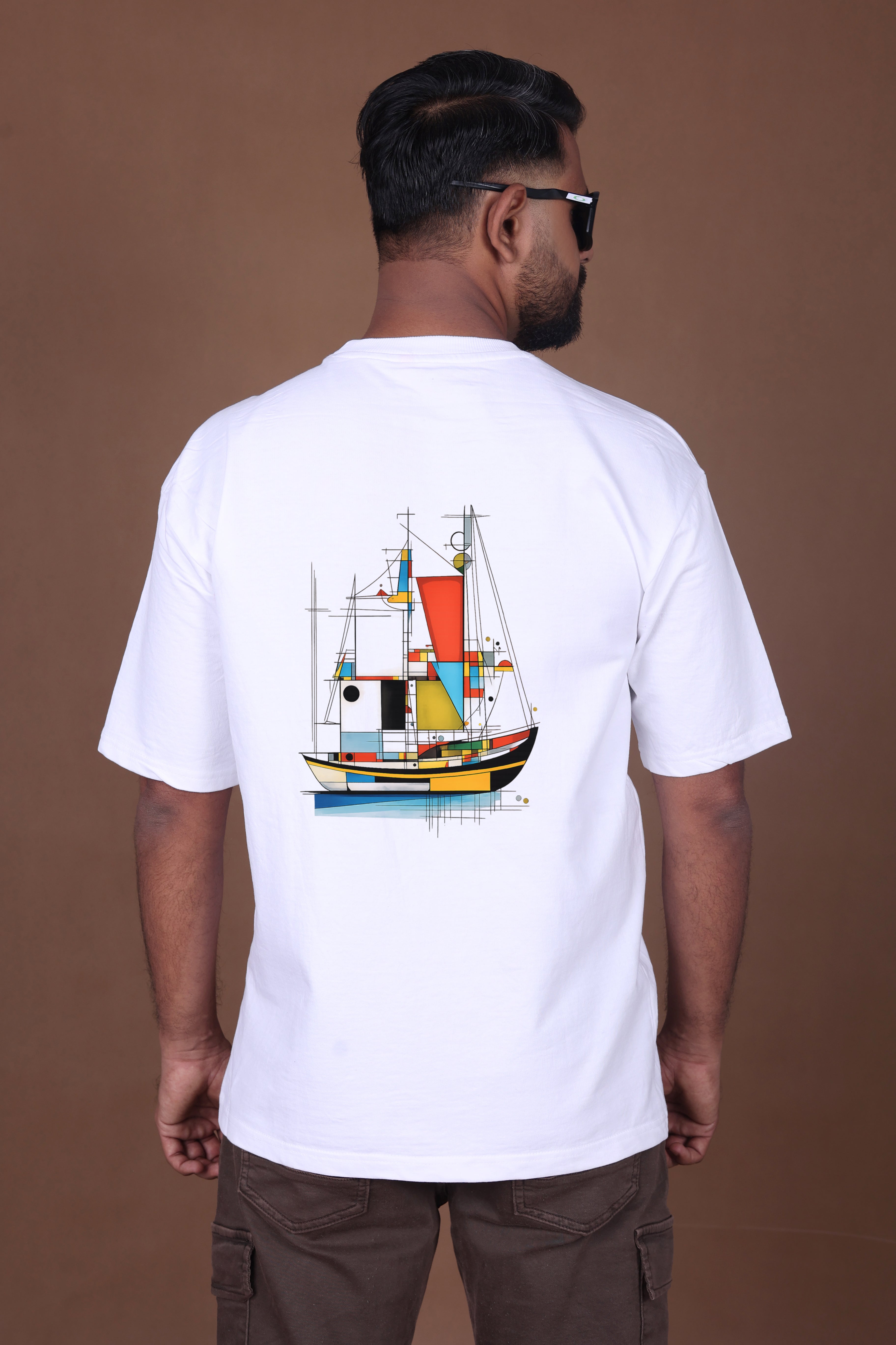 Printed Oversized T-shirt | Premium Abstract Ocean Vibes | White T-Shirt