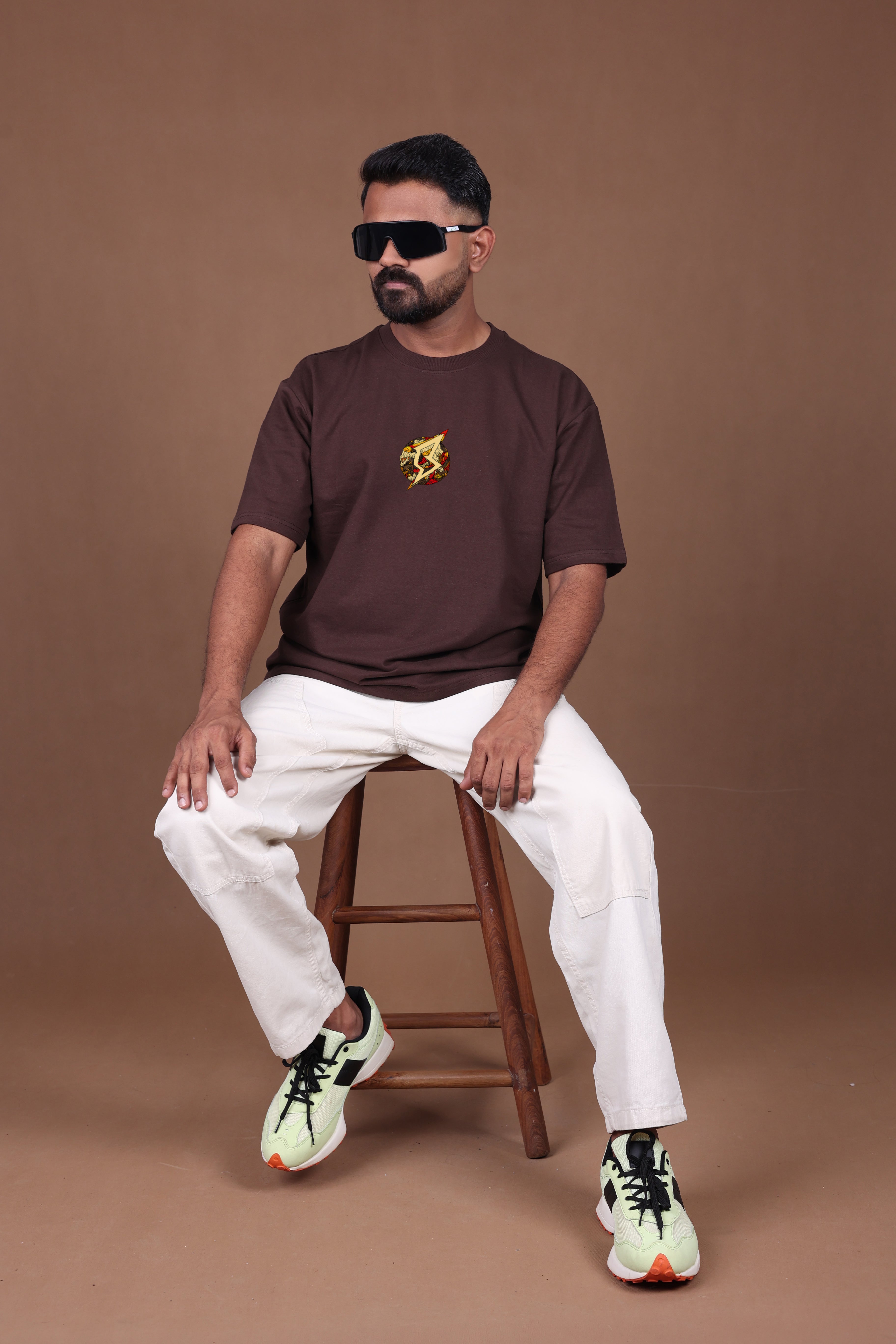 Printed Oversized T-shirt | Anime Inspired Back Print | Brown T-Shirt