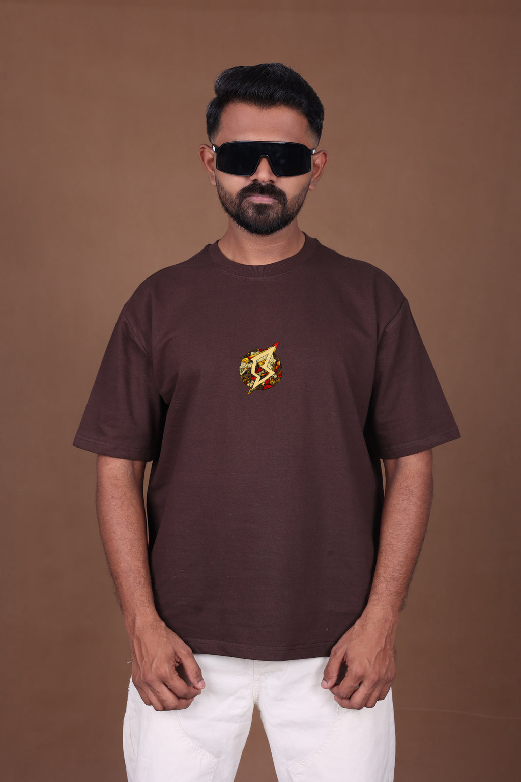 Printed Oversized T-shirt | Anime Inspired Back Print | Brown T-Shirt