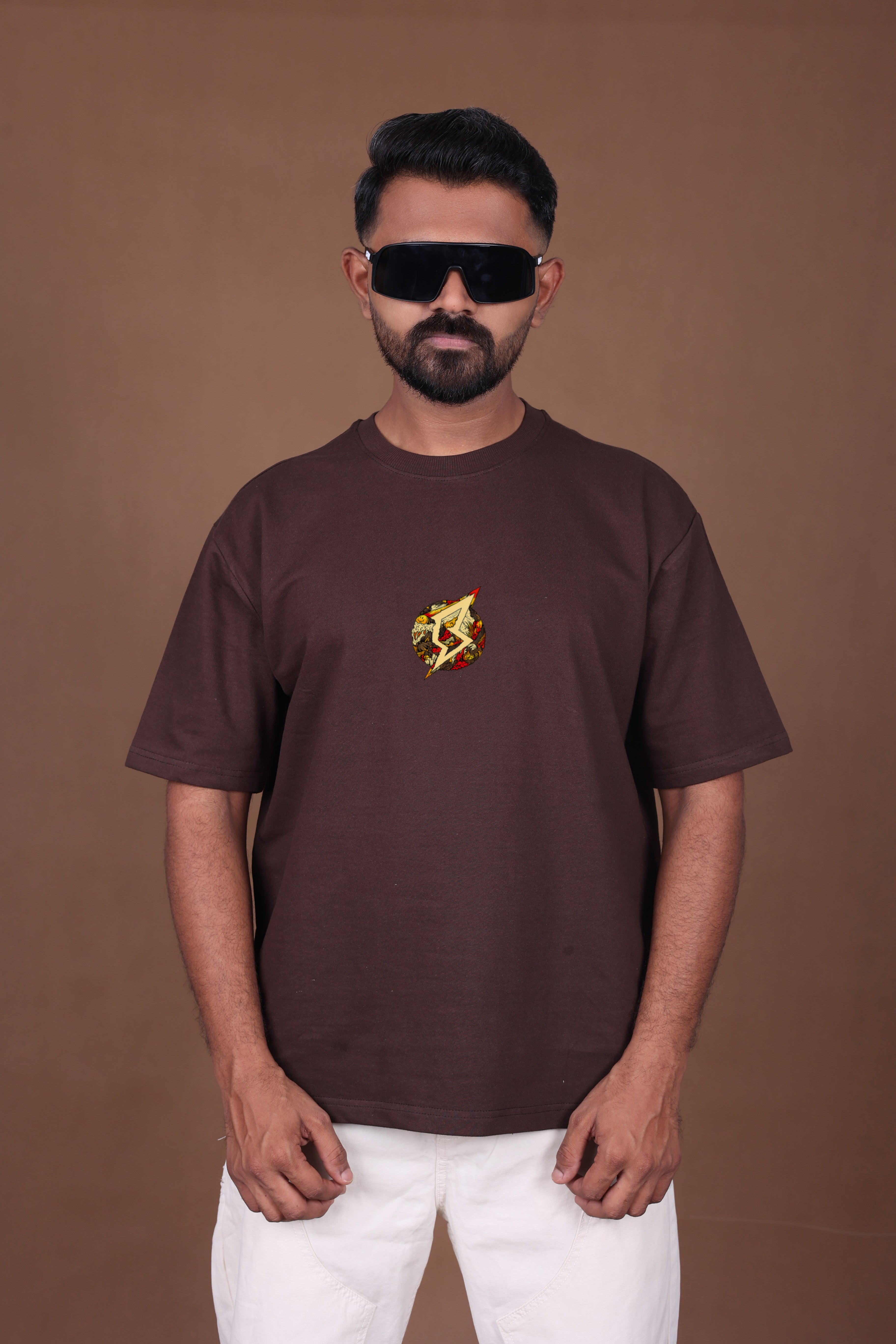 Printed Oversized T-shirt | Anime Inspired Back Print | Brown T-Shirt