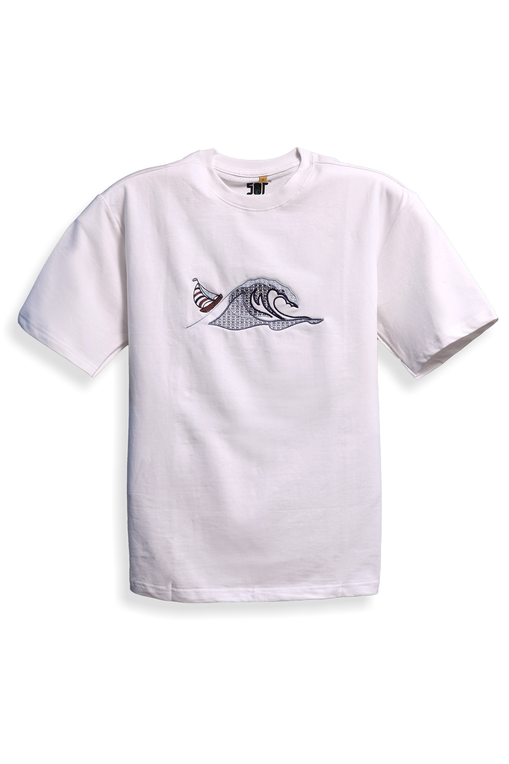 Embroidered Oversized T-shirt | Waves Design